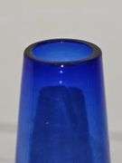 Beautiful hand blown 9.25 in blue vase and blue bowl 5.25 in x 3.5 in tall.
