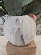 Like New Alex Marshall Sphere Vase ~ 6x5 w/artificial tulips in Grey-White Stipe STAND NOT INCLUDED...a-P