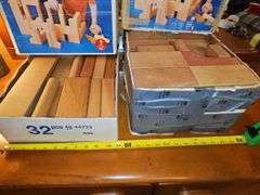 Two boxes of Kinder School building blocks set. Pieces were not counted. Contents of both boxes is what you receive as pictured.