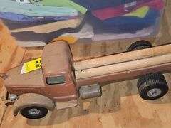 Steel logging truck and trailer.