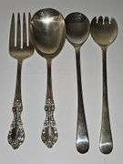 Silver plate salad servers cold meat fork and serving spoon.