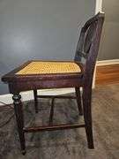 Vintage mahogany low back cane seat chair w/cushion...