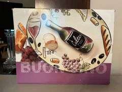 NIB Clay Art “BUON VINO” hand painted 2-piece chip n’ dip set