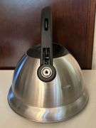 Stainless tea kettle and NEW Cuisinart white enamel tea kettle….no dents