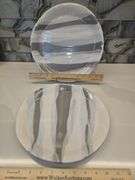 Pair of Beautiful Alex Marshall Handmade Stoneware 11" Slim Round Dinner Plates in Grey-White Stripe SEE DESCRIPTION FOR DETAILS...