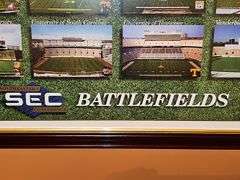 Framed poster SOUTHERN SEC CONFERENCE BATTLEFIELDS 35x24.75 in tall.