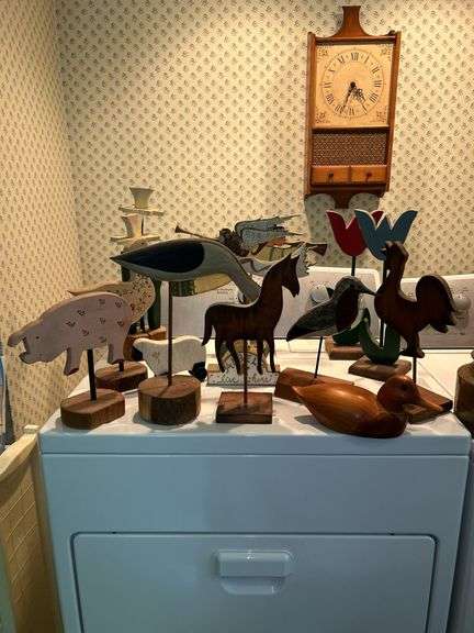 Wide variety of handcrafted wooden flowers, angels and animals image