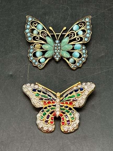 (2) beautifully designed butterfly brooches