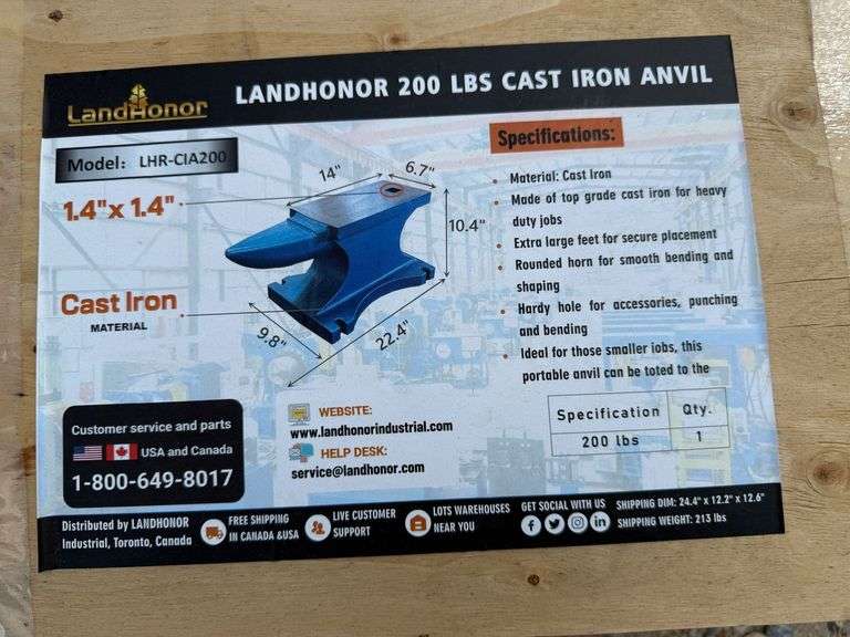 Unused 2024 landhonor CAST IRON ANVIL, LHR-CIA200 image