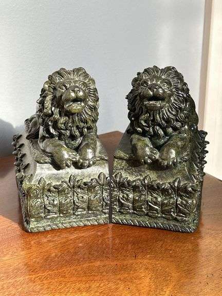 Pair of vintage CBK LTD resin lion bookends…..5 long x 5-1/2 tall….very tiny blemish on mane of one (see pics) image
