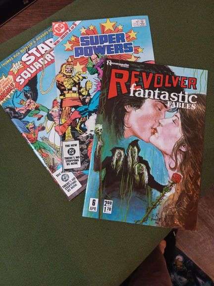 Set of three comet books in good condition have been stored in sleeves. All Stat Squardron #36, Superman Powers 2 and  Revolver Fantastic Fables Apr 6, 1986 image