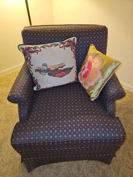 Upholstered armchair by Fairfield, furniture w/pillow 30.5 across arms x 22 seat d x 19 seat back h x 17 seat h x 31 total h... image