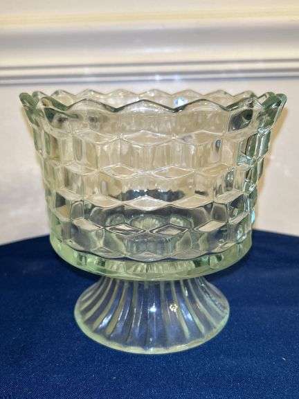 Fostoria American Cubist Pedestal Glass Trifle Bowl/Compote…..6”D x 5-1/2” tall image