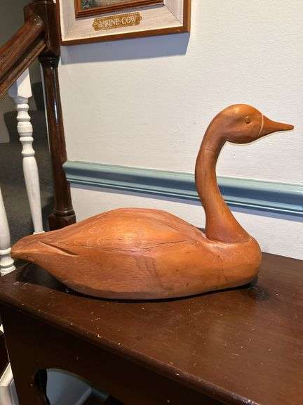 Handcrafted 20” long wooden goose image