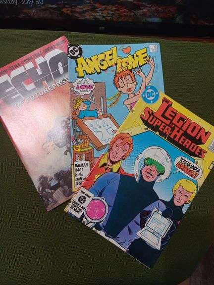 Set of three comic books great condition have been stored in sleeves... Legend of the Super Heroes number 312, Angel Love number 4, and Echo#4 image