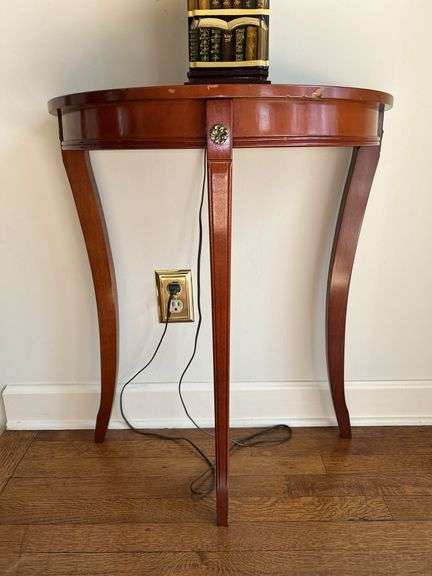 The Bombay Company half moon accent table…..23-7/8 x 12 x 28 tall…..blemish around edge and top image