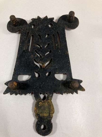 Vintage Wilton footed small trivet brooms and leaves design #278. 4.25 x 3”. image