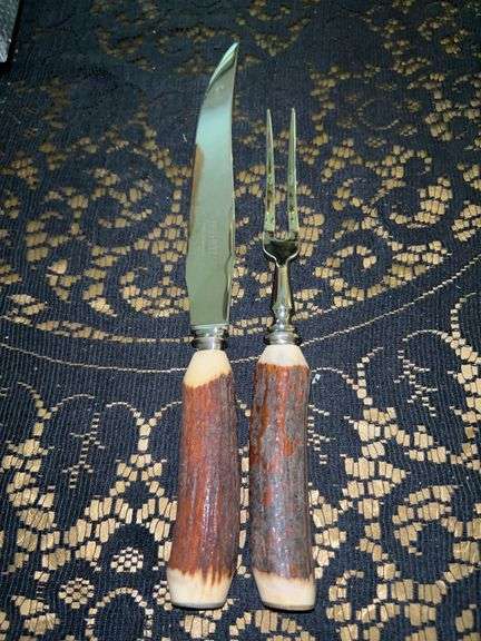 Set of HOFFRITZ carving utensils with stag handles image