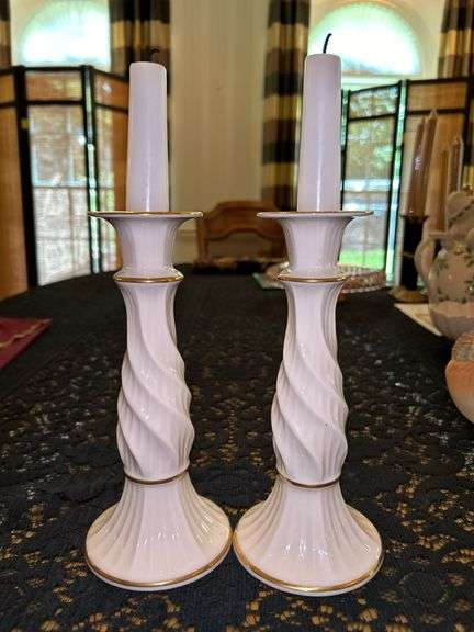 A Pair of Lenox Richmond Ivory Candlesticks…..8-1/4” tall image