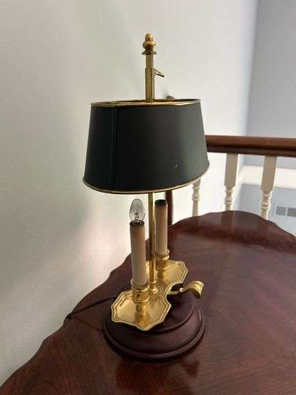 Small Hot Water Lamp in Brass on wooden stand…..18” tall