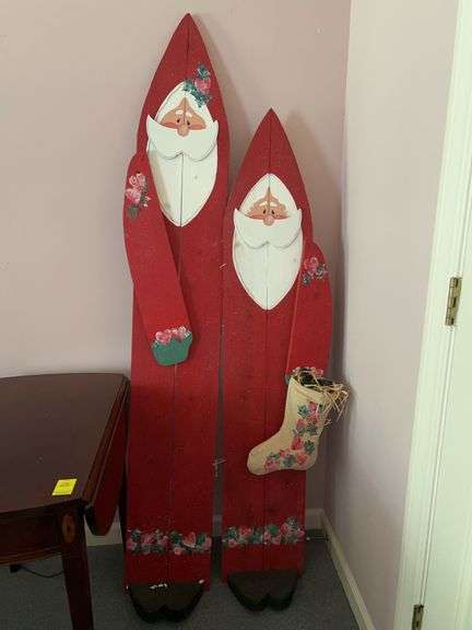 Nice selection of Christmas decor…..please see all pics…..wooden Santa’s stand 70-1/2” tall image