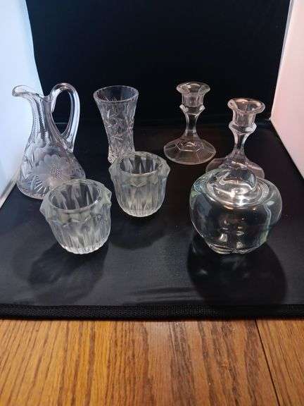 Group of cut glass and crystal. 7 pieces..see photos image