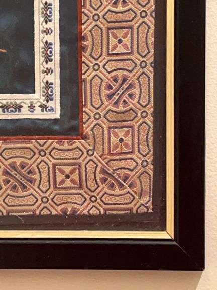 Beautifully designed and framed Chinese Embroidery on Silk….12 x 13