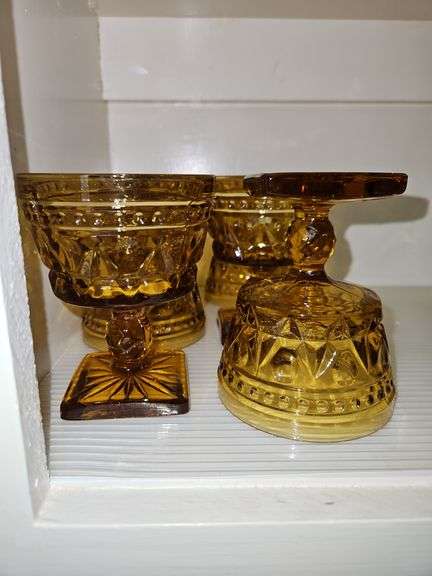 Set of 6 Vintage Park Lane Amber by Colony 4.25" Champagne/Tall Sherbets in excellent vintage condition... image