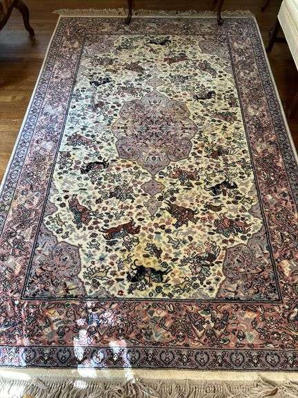 Karastan Ivory Hunting Rug…..5 x 9.9…..design #751…..in good condition and with original paperwork image