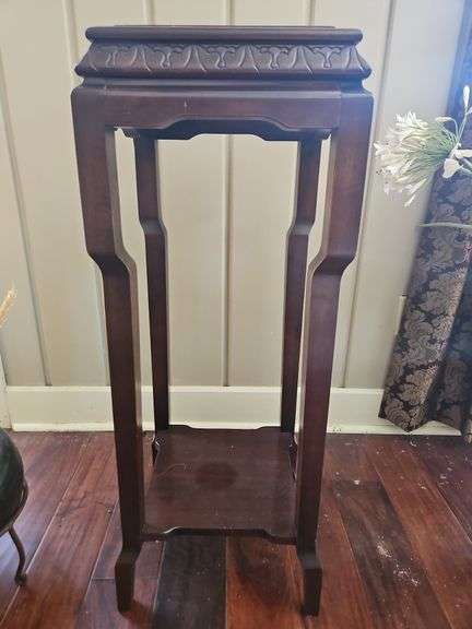 Wooden plant stand 13.5 square x 35.5 tall in very good condition... image