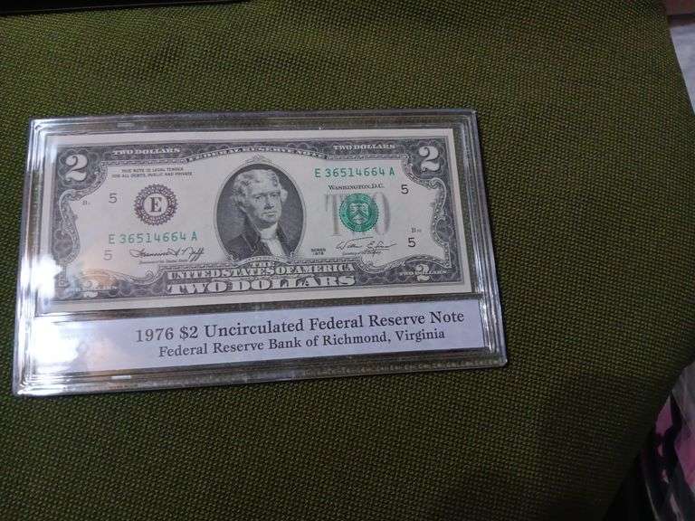 1976 $2 uncirculated federal reserve note image