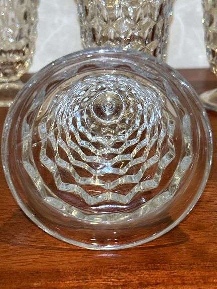 Set of (6) Fostoria American Cubist Sundae Glasses…..5-3/4” tall