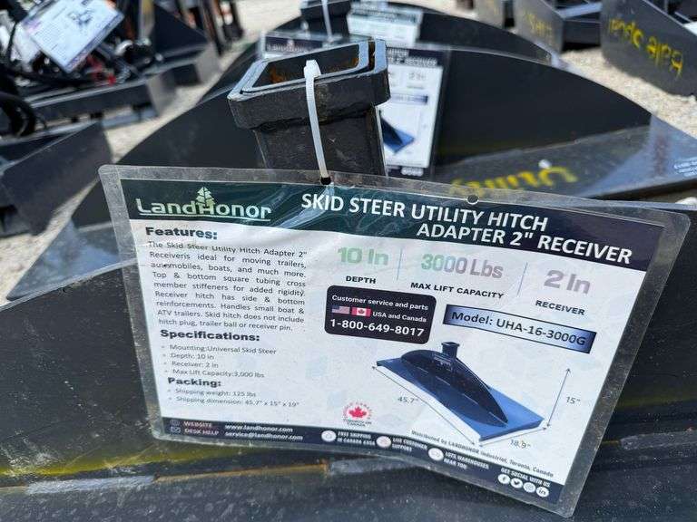 Unused 2024 Landhonor Skid Steer Utility Hitch Adapter 2" Receiver, UHA-16-3000G