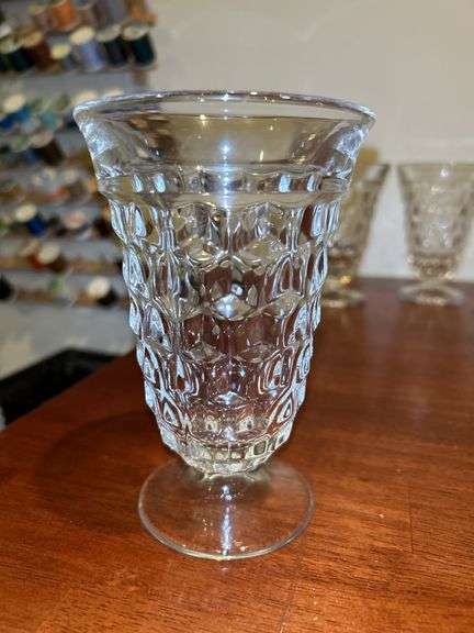 Set of (6) Fostoria American Cubist Sundae Glasses…..5-3/4” tall