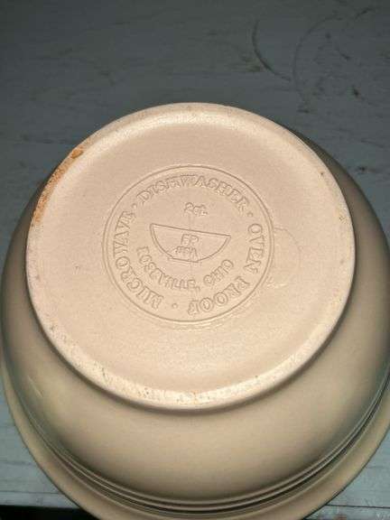Marble rolling pin and stand, 6” tall crack and navy stripe mixing bowl (has chip)
