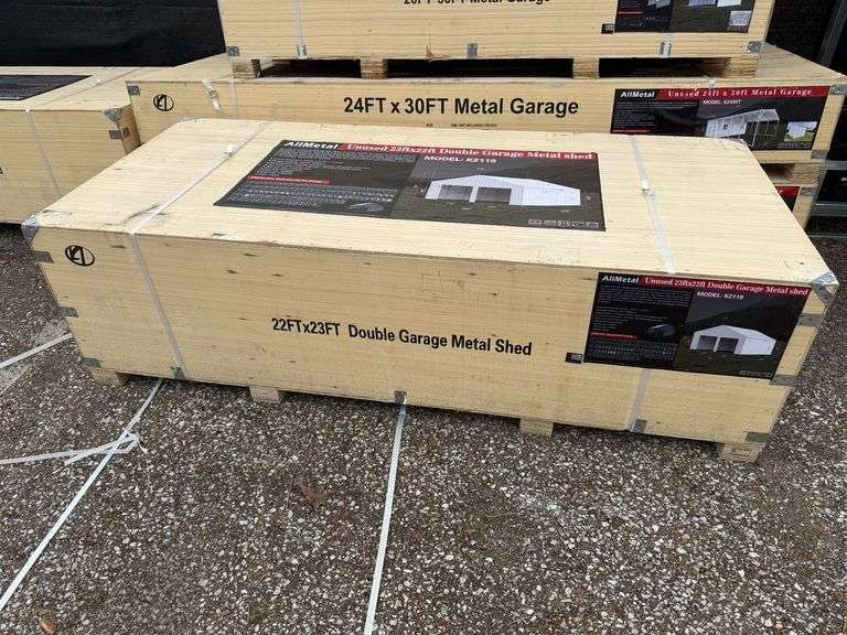 Unused 2024 AllMetal Double Garage Metal Shed, K2119 image