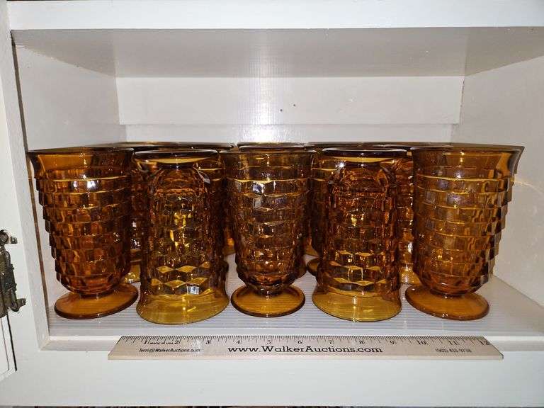 Set of 15 Vintage Whitehall Gold (Harvest Gold) by Colony 6" Flared Trim Iced Tea Glasses in excellent vintage condition... image