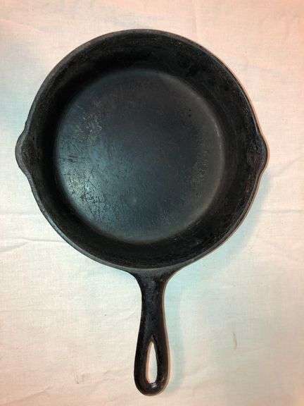 Early 1900s, Sydney Wagner Ware #6 skillet, double spouts. Well seasoned. image