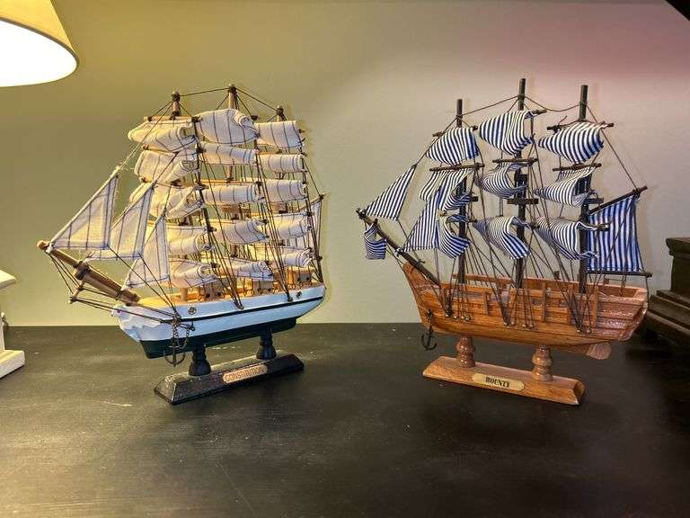 (2) smaller scale model ships……Constitution and Bounty…..9” long image