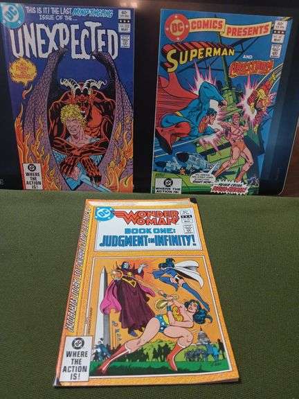 Set a 3 comics.Good condition have been kept in sleeves. Unexpected number 222, Superman number 45 and Wonder Woman # 291 image