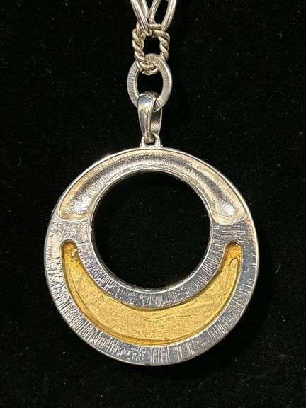 Link chain necklace with round silver tone and acrylic leopard print design pendant