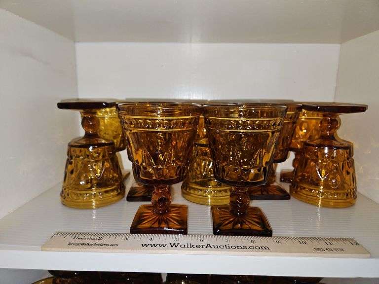 Set of 12 Vintage Park Lane Amber by Colony 5.5" Water Goblets in excellent vintage condition... image
