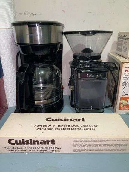 Selection of Amazon Basics coffee maker, Cuisinart Coffee Grinder and Cuisinart hinged oval bread pan image