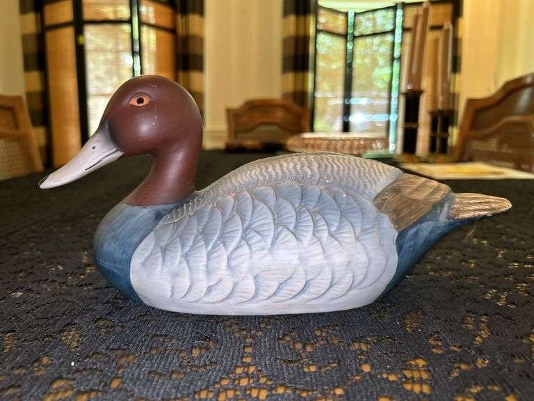 Vintage Satin Finish Ceramic Canvasback Duck Figurine…..11-1/4” long x 5-1/2” tall image