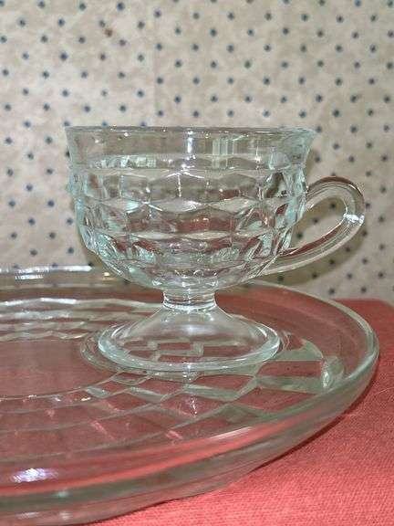 Set of (4) Whitehall Prism Cubist 9" snack plates with cups….see all pics