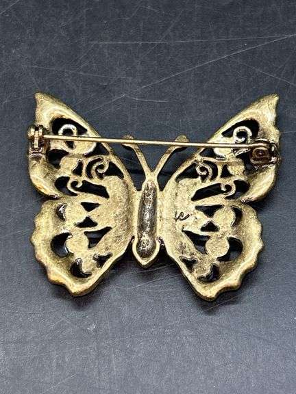 (2) beautifully designed butterfly brooches
