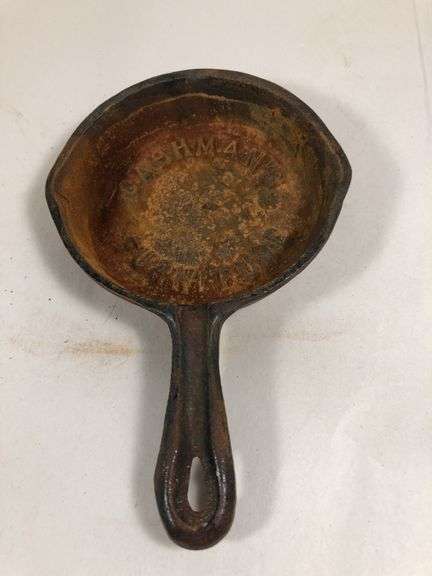Cashman's Furniture advertising skillet. 2 spout 3.5” skillet.