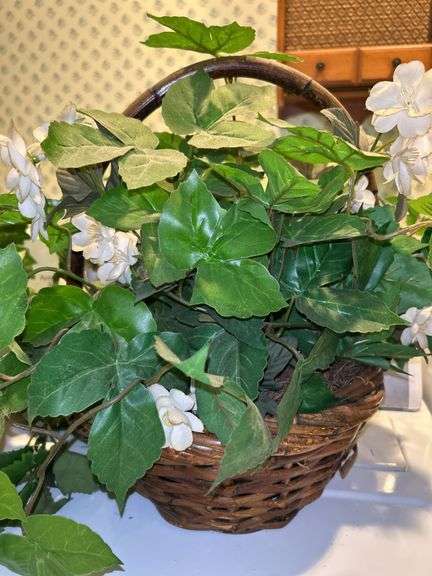 (4) assorted baskets…..2 have artificial greenery/florals