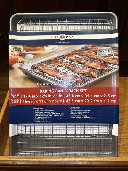 Grouping of NEW and like-new baking pans and set of Panier pans