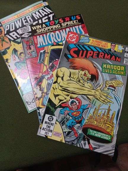 Set of three comics in great condition stored in sleeves. Power man and Iron fist#67, The Micronauts # 22 and superman number 371 image